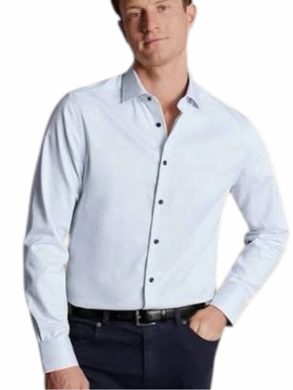 Charles Tyrwhitt Slim Fit Dress Shirts 16/34 2 Pack Blue Green Contrast Cuff